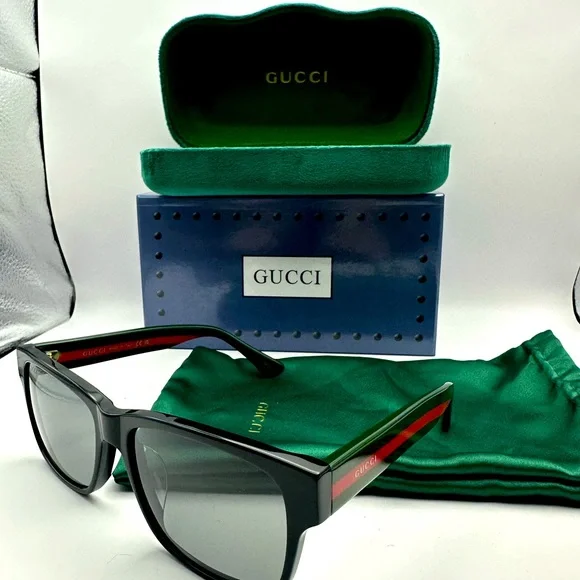 NEW GUCCI GG0340S 006 BLACK/MULTICOLOR GREY MENS SUNGLASSES - Picture 1 of 10
